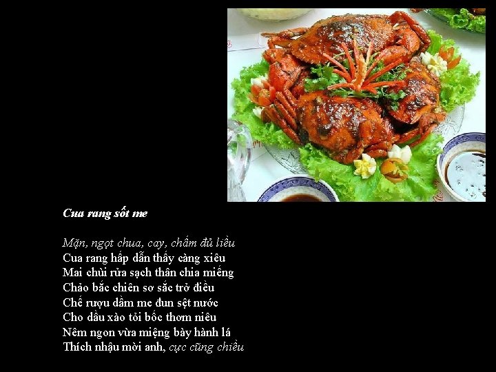 Cua rang sốt me Mặn, ngọt chua, cay, chấm đủ liều Cua rang hấp