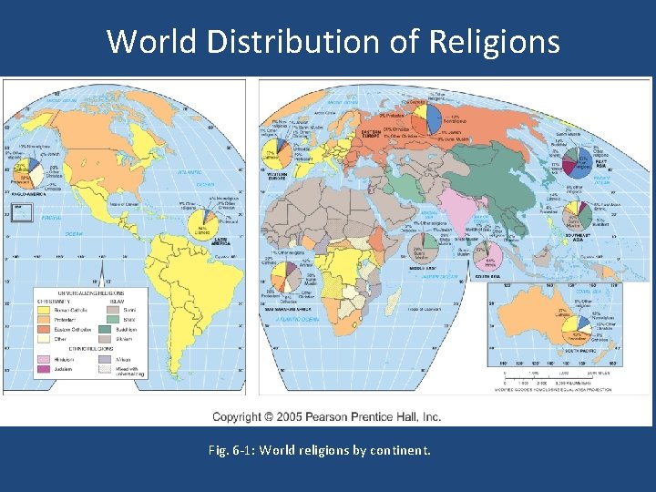 World Distribution of Religions Fig. 6 -1: World religions by continent. 