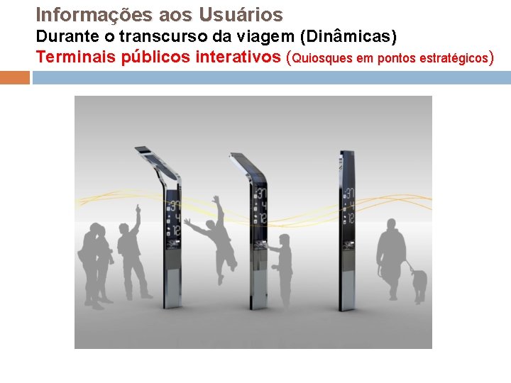 Informações aos Usuários Durante o transcurso da viagem (Dinâmicas) Terminais públicos interativos (Quiosques em