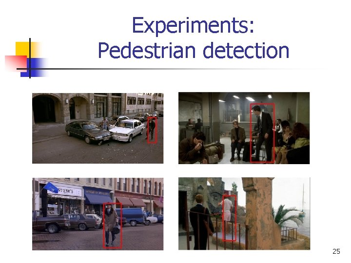 Experiments: Pedestrian detection 25 