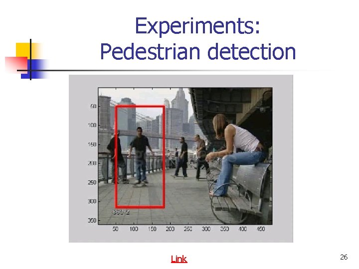 Experiments: Pedestrian detection Link 26 