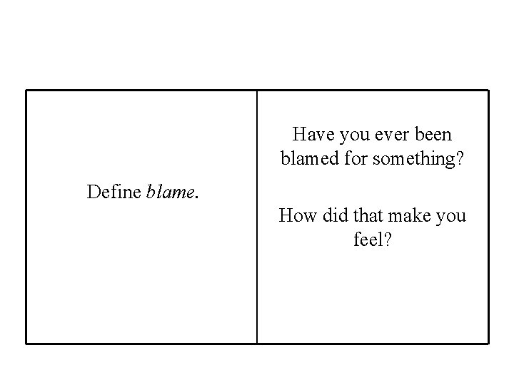 Have you ever been blamed for something? Define blame. How did that make you