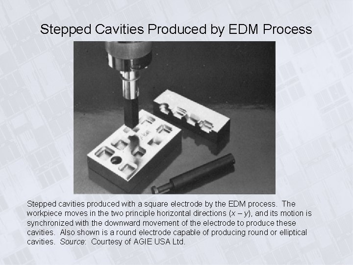 Stepped Cavities Produced by EDM Process Stepped cavities produced with a square electrode by Stepped Cavities Produced by EDM Process Stepped cavities produced with a square electrode by