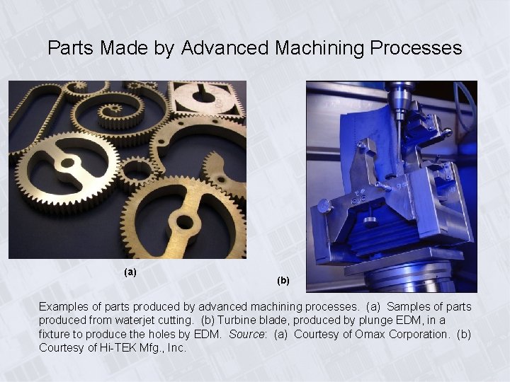 Parts Made by Advanced Machining Processes (a) (b) Examples of parts produced by advanced Parts Made by Advanced Machining Processes (a) (b) Examples of parts produced by advanced