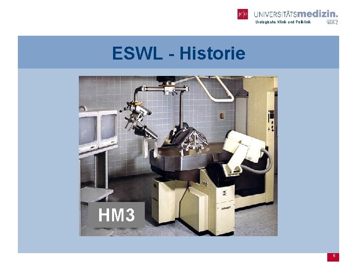 Urologische Klinik und Poliklinik ESWL - Historie HM 3 5 