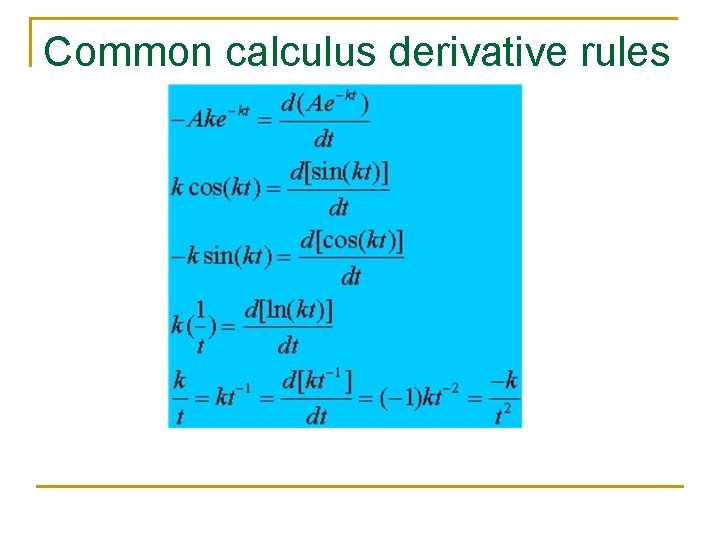Common calculus derivative rules 