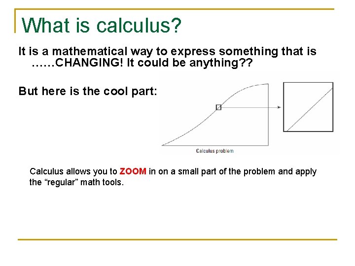 What is calculus? It is a mathematical way to express something that is ……CHANGING!