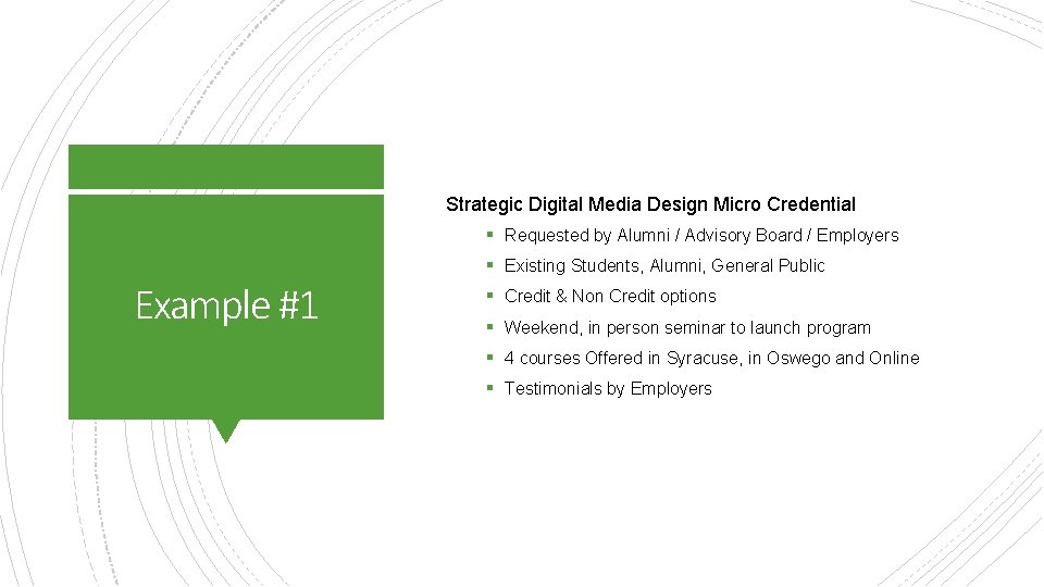 Strategic Digital Media Design Micro Credential § Requested by Alumni / Advisory Board /