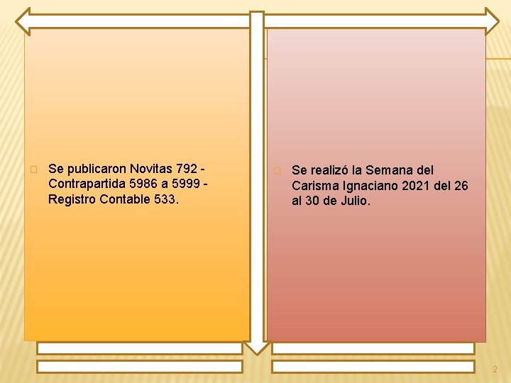 � Se publicaron Novitas 792 Contrapartida 5986 a 5999 Registro Contable 533. � Se