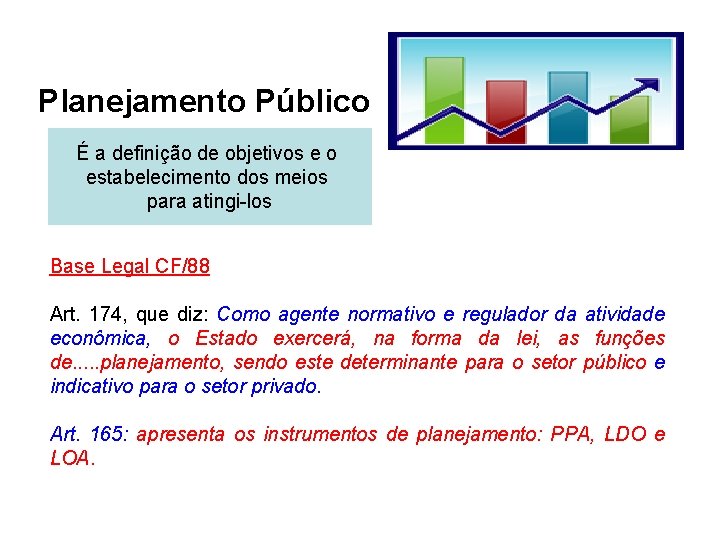 Planejamento Público É a definição de objetivos e o estabelecimento dos meios para atingi-los