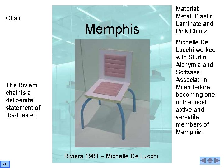 Chair Memphis Michelle De Lucchi worked with Studio Alchymia and Sottsass Associati in Milan