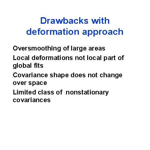 Drawbacks with deformation approach Oversmoothing of large areas Local deformations not local part of