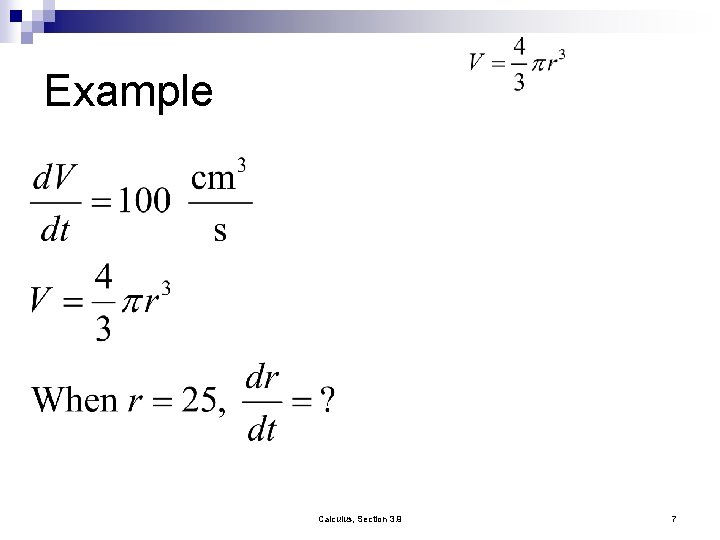 Example Calculus, Section 3. 9 7 