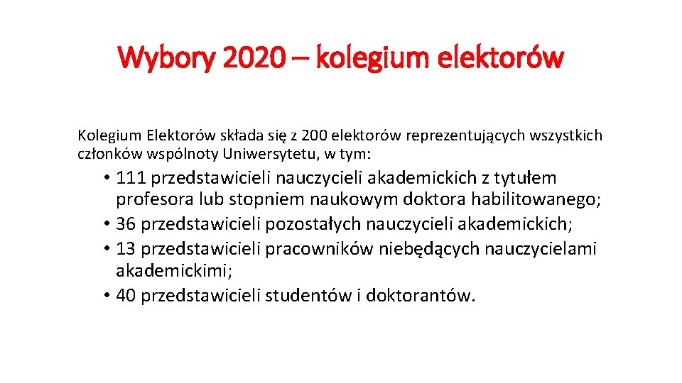 Wybory 2020 – kolegium elektorów Kolegium Elektorów składa się z 200 elektorów reprezentujących wszystkich