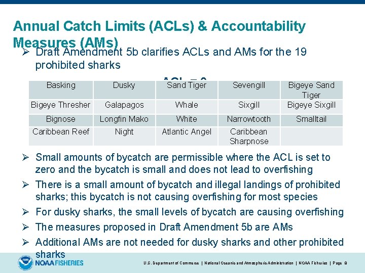Annual Catch Limits (ACLs) & Accountability Measures (AMs) Ø Draft Amendment 5 b clarifies