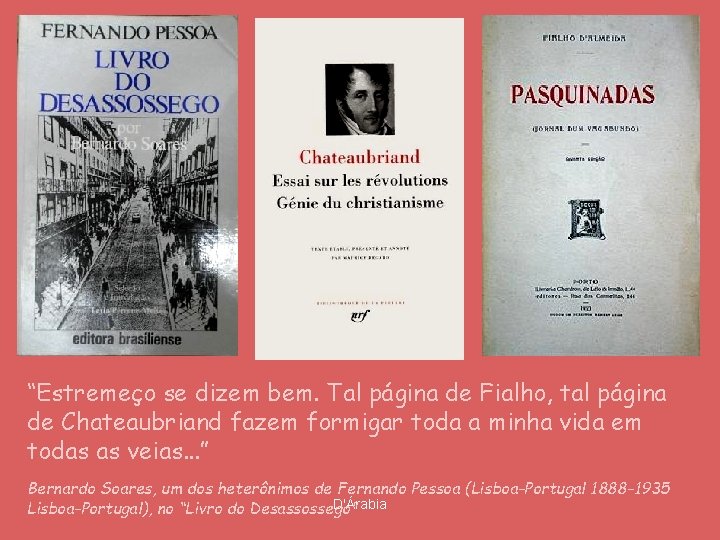 “Estremeço se dizem bem. Tal página de Fialho, tal página de Chateaubriand fazem formigar