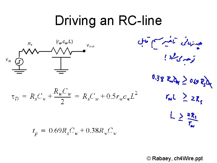 Driving an RC-line © Rabaey, ch 4 Wire. ppt 