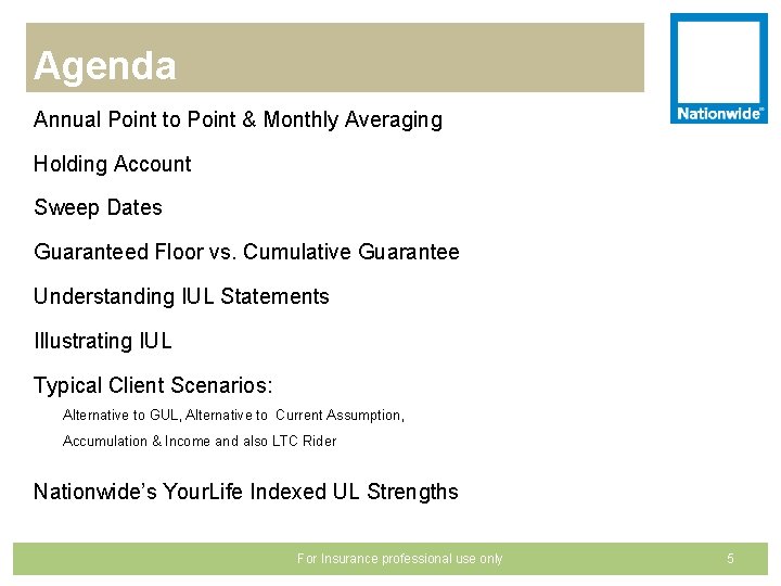 Agenda Annual Point to Point & Monthly Averaging Holding Account Sweep Dates Guaranteed Floor