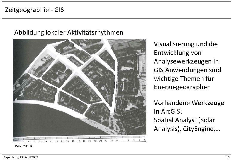Zeitgeographie - GIS Abbildung lokaler Aktivitätsrhythmen Visualisierung und die Entwicklung von Analysewerkzeugen in GIS