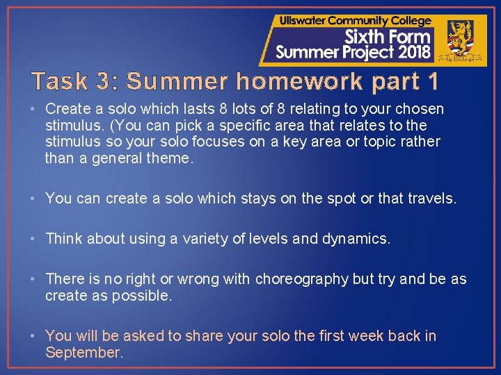 Task 3: Summer homework part 1 • Create a solo which lasts 8 lots
