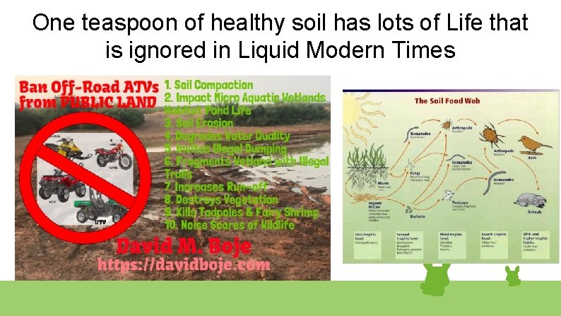 One teaspoon of healthy soil has lots of Life that is ignored in Liquid