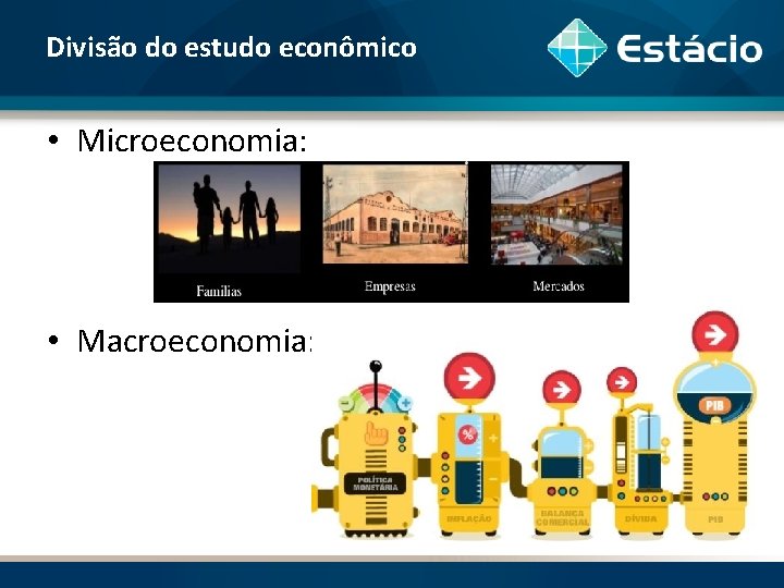 Divisão do estudo econômico • Microeconomia: • Macroeconomia: 