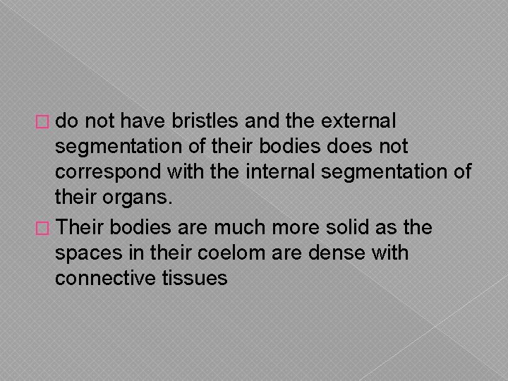 � do not have bristles and the external segmentation of their bodies does not