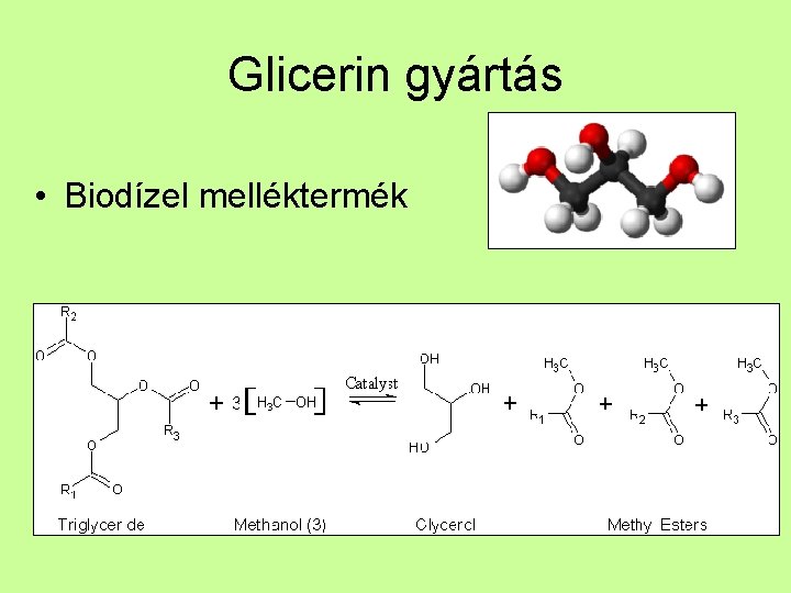 Glicerin gyártás • Biodízel melléktermék 