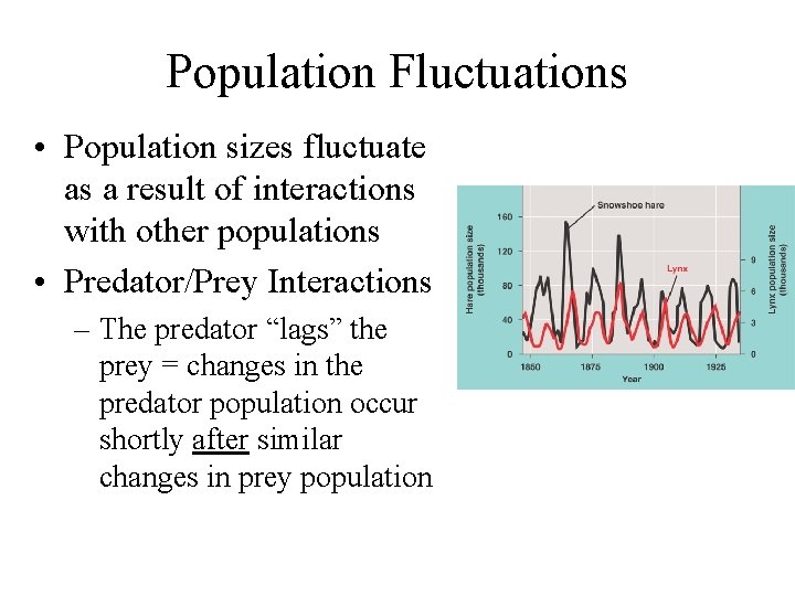 Population Fluctuations • Population sizes fluctuate as a result of interactions with other populations