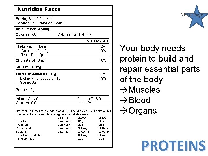 Nutrition Facts Main Page Serving Size 2 Crackers Servings Per Container About 21 Amount