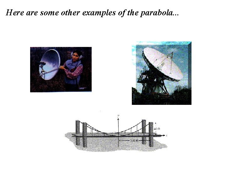 Here are some other examples of the parabola. . . 