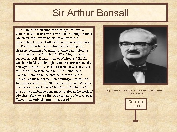 Sir Arthur Bonsall “Sir Arthur Bonsall, who has died aged 97, was a veteran