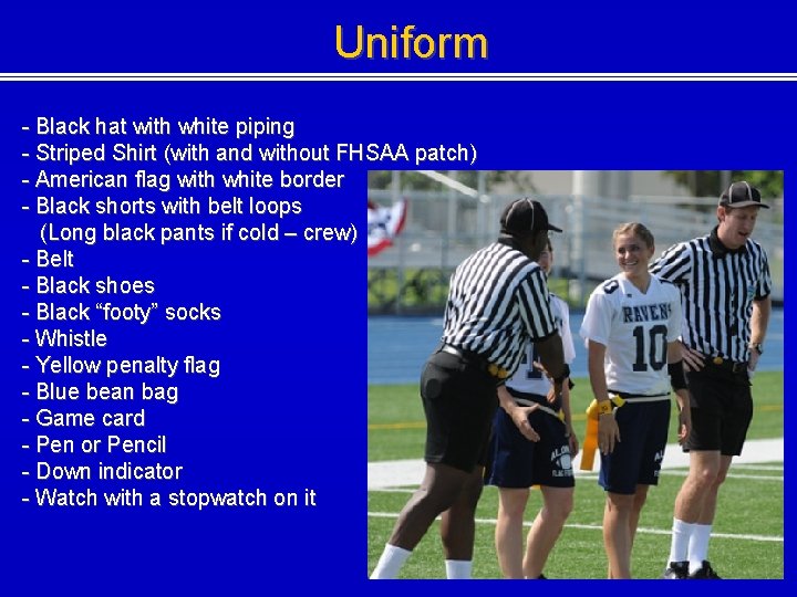 Uniform - Black hat with white piping - Striped Shirt (with and without FHSAA