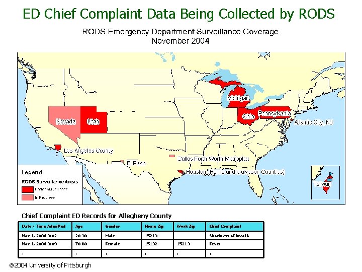 ED Chief Complaint Data Being Collected by RODS Chief Complaint ED Records for Allegheny