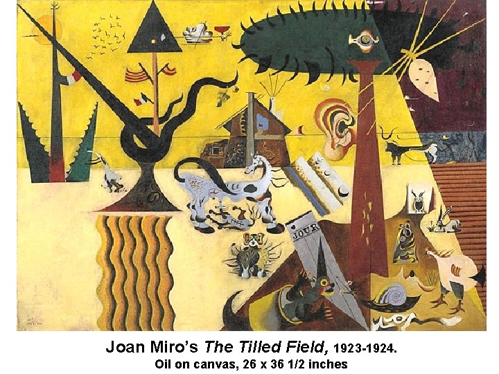 Joan Miro’s The Tilled Field, 1923 -1924. Oil on canvas, 26 x 36 1/2
