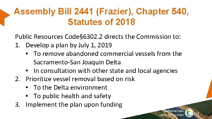 Assembly Bill 2441 (Frazier), Chapter 540, Statutes of 2018 Public Resources Code§ 6302. 2