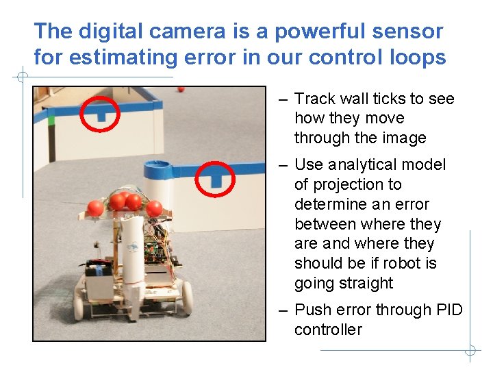 The digital camera is a powerful sensor for estimating error in our control loops