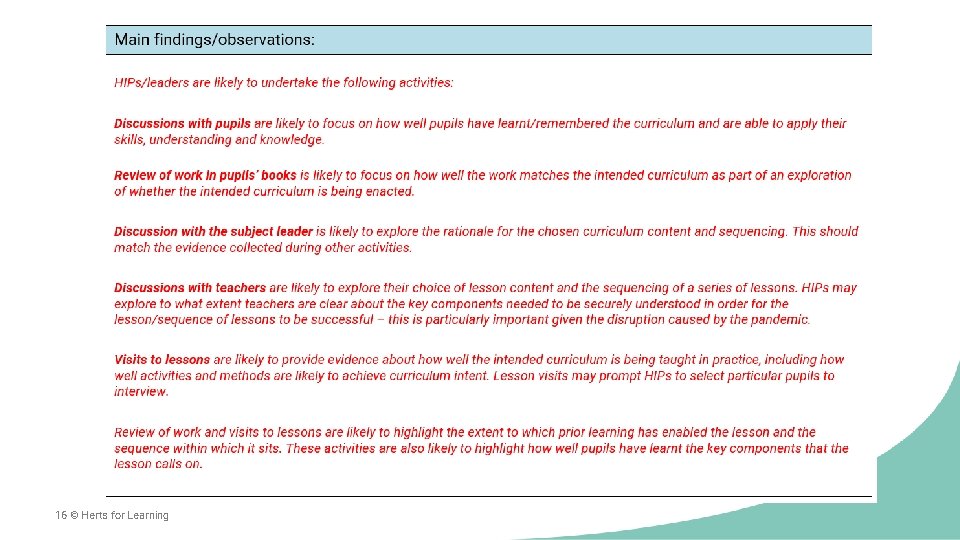 16 © Herts for Learning 