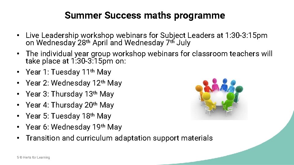 Summer Success maths programme • Live Leadership workshop webinars for Subject Leaders at 1: