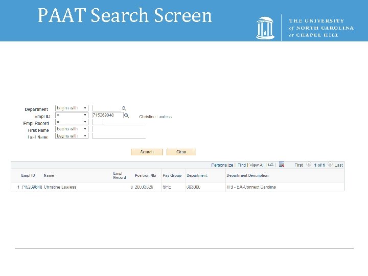PAAT Search Screen 