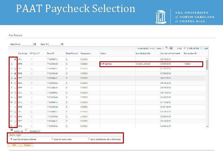 PAAT Paycheck Selection 