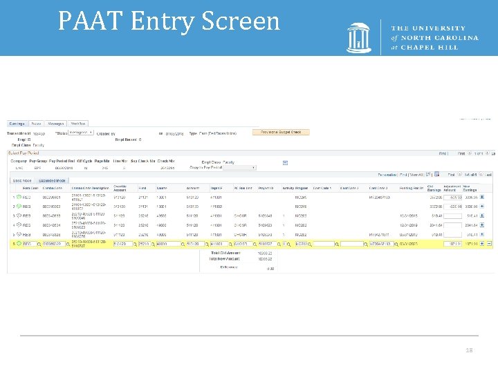 PAAT Entry Screen 18 