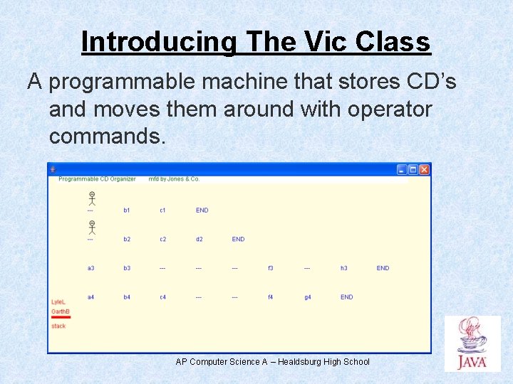 Introducing The Vic Class A programmable machine that stores CD’s and moves them around