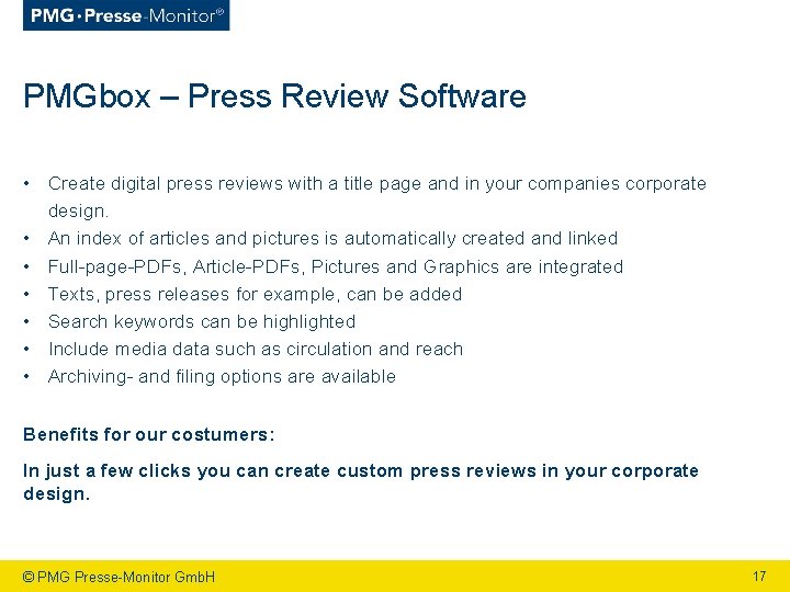 PMGbox – Press Review Software • Create digital press reviews with a title page