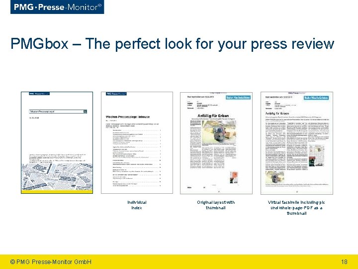PMGbox – The perfect look for your press review Individual index © PMG Presse