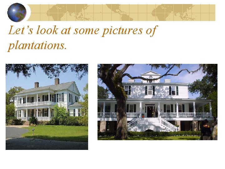 Let’s look at some pictures of plantations. 