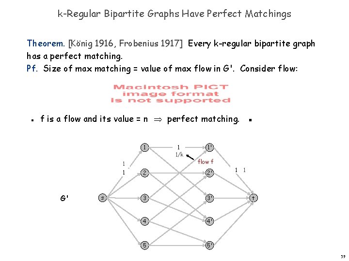 k-Regular Bipartite Graphs Have Perfect Matchings Theorem. [König 1916, Frobenius 1917] Every k-regular bipartite