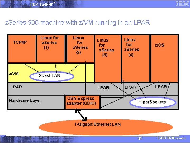 IBM e. Server™ z. Series 900 machine with z/VM running in an LPAR 49