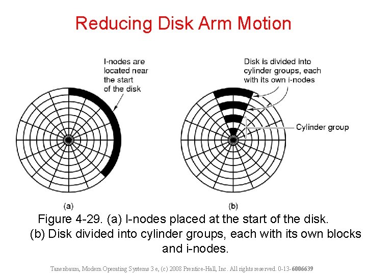 Reducing Disk Arm Motion Figure 4 -29. (a) I-nodes placed at the start of