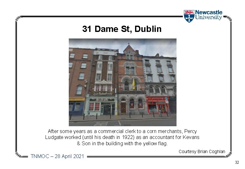 31 Dame St, Dublin After some years as a commercial clerk to a corn